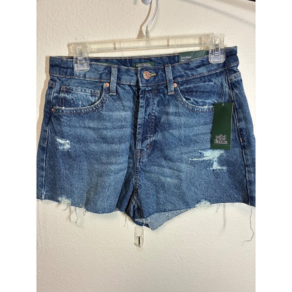 NWT Wild Fable High Rise Denim Blue Jean Shorts Distressed Cut Off Y2K Size 6